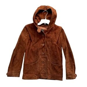 VTG‎ PBD Suede Leather Jacket Women's Small Brown Western Academia Fall 70s Corp